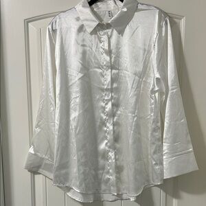 Elegant White Satin Blouse